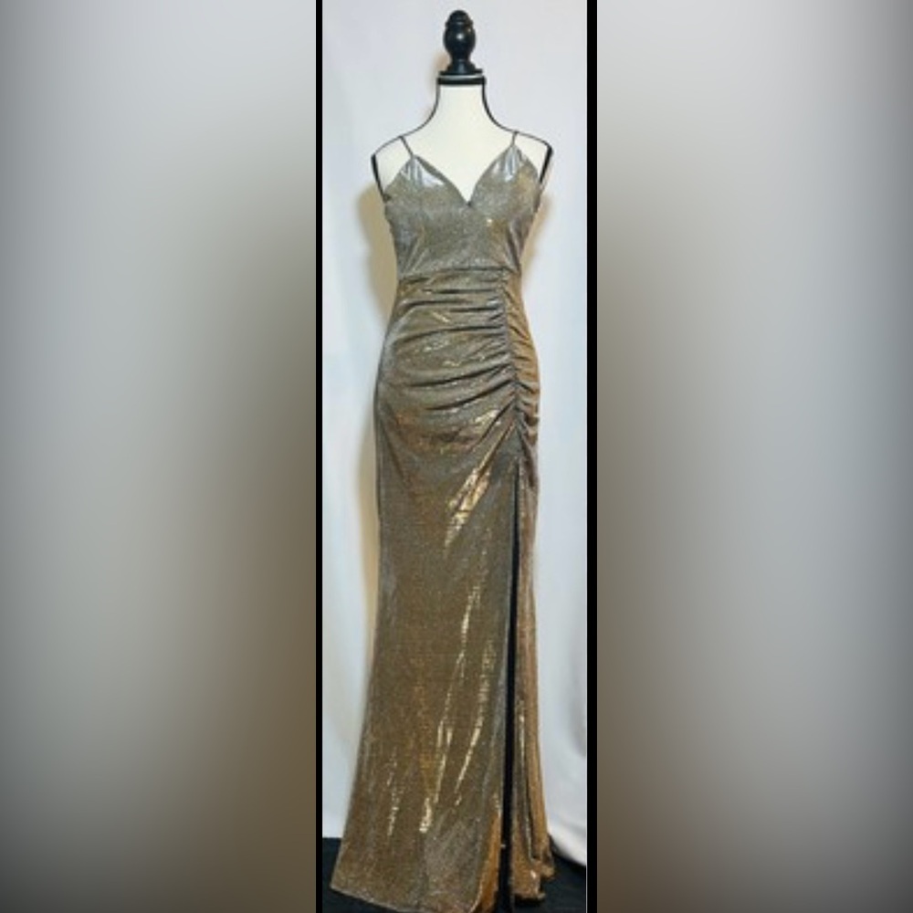 Shimmering Gold and Black Evening Gown